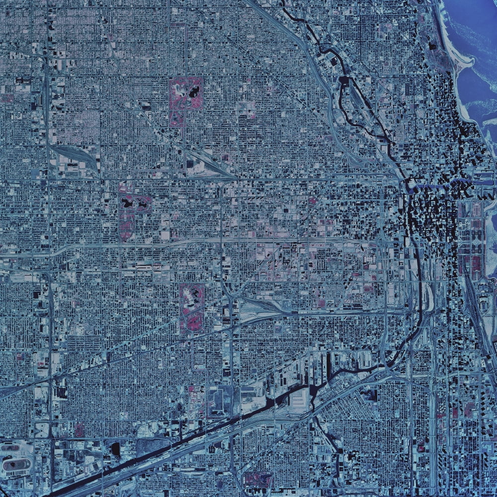 Satellite view of Chicago Illinois Canvas Art - Stocktrek Images (28 x 28)