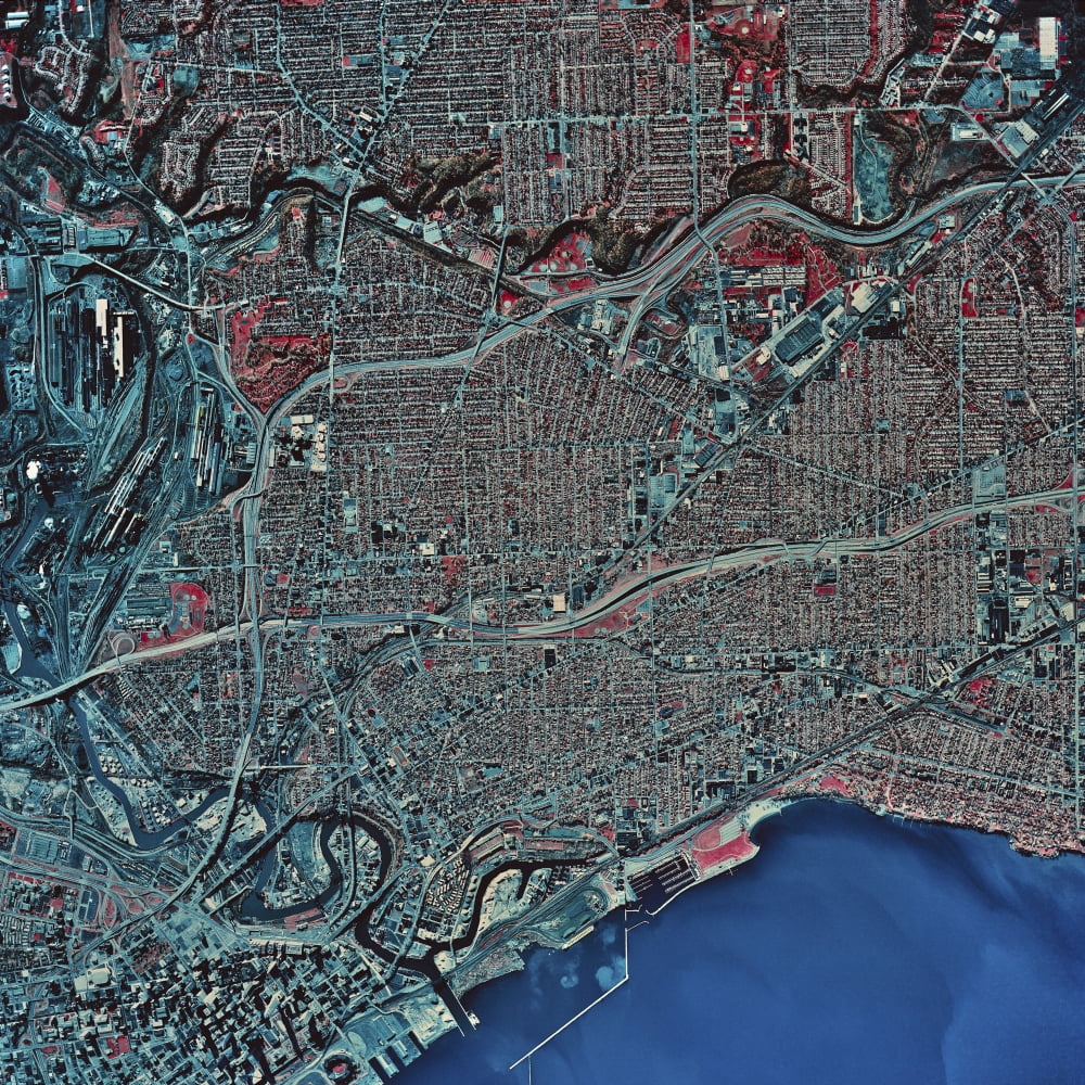 Satellite view of Cincinnati Ohio Canvas Art - Stocktrek Images (28 x 28)