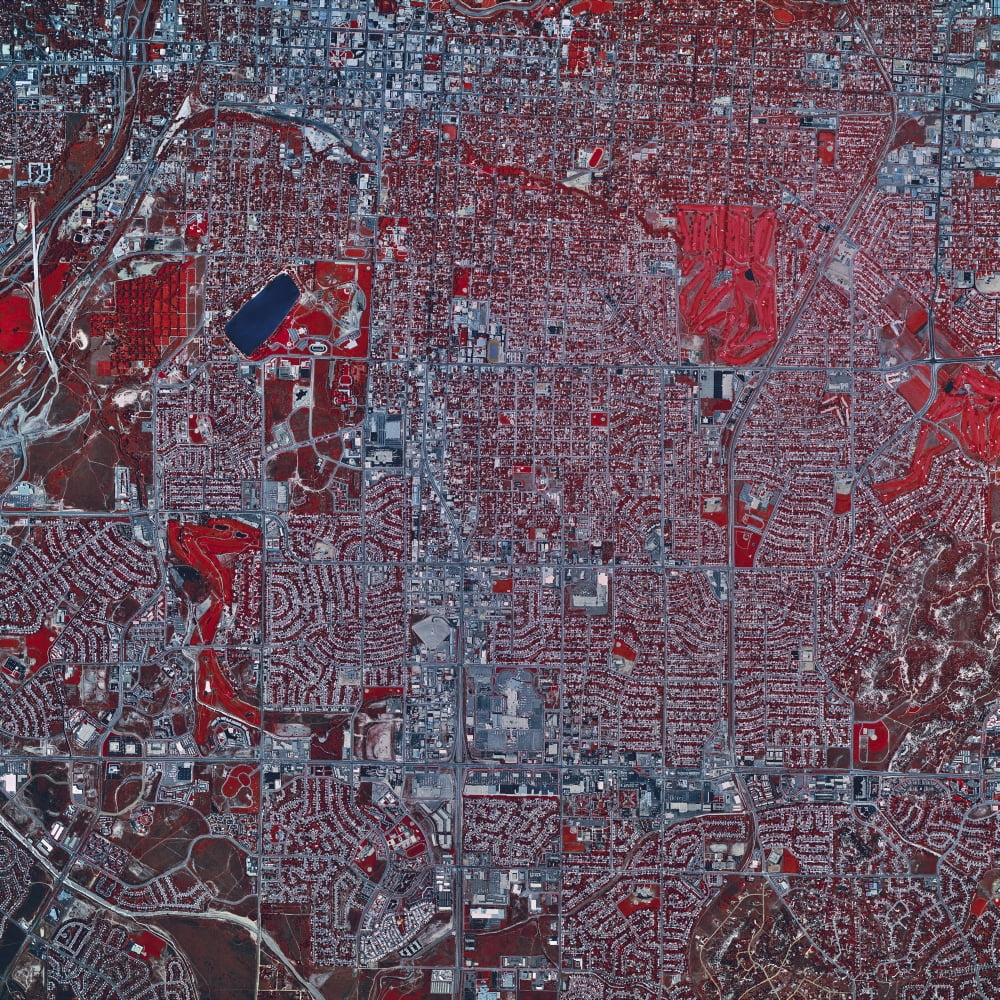 Satellite view of Colorado Springs Colorado Canvas Art - Stocktrek Images (28 x 28)