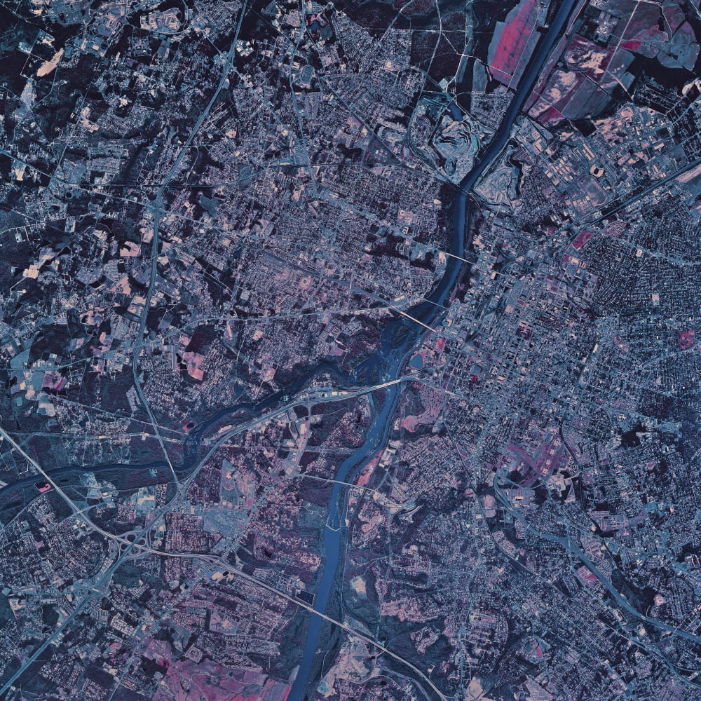 Satellite view of Columbia South Carolina Canvas Art - Stocktrek Images (28 x 28)