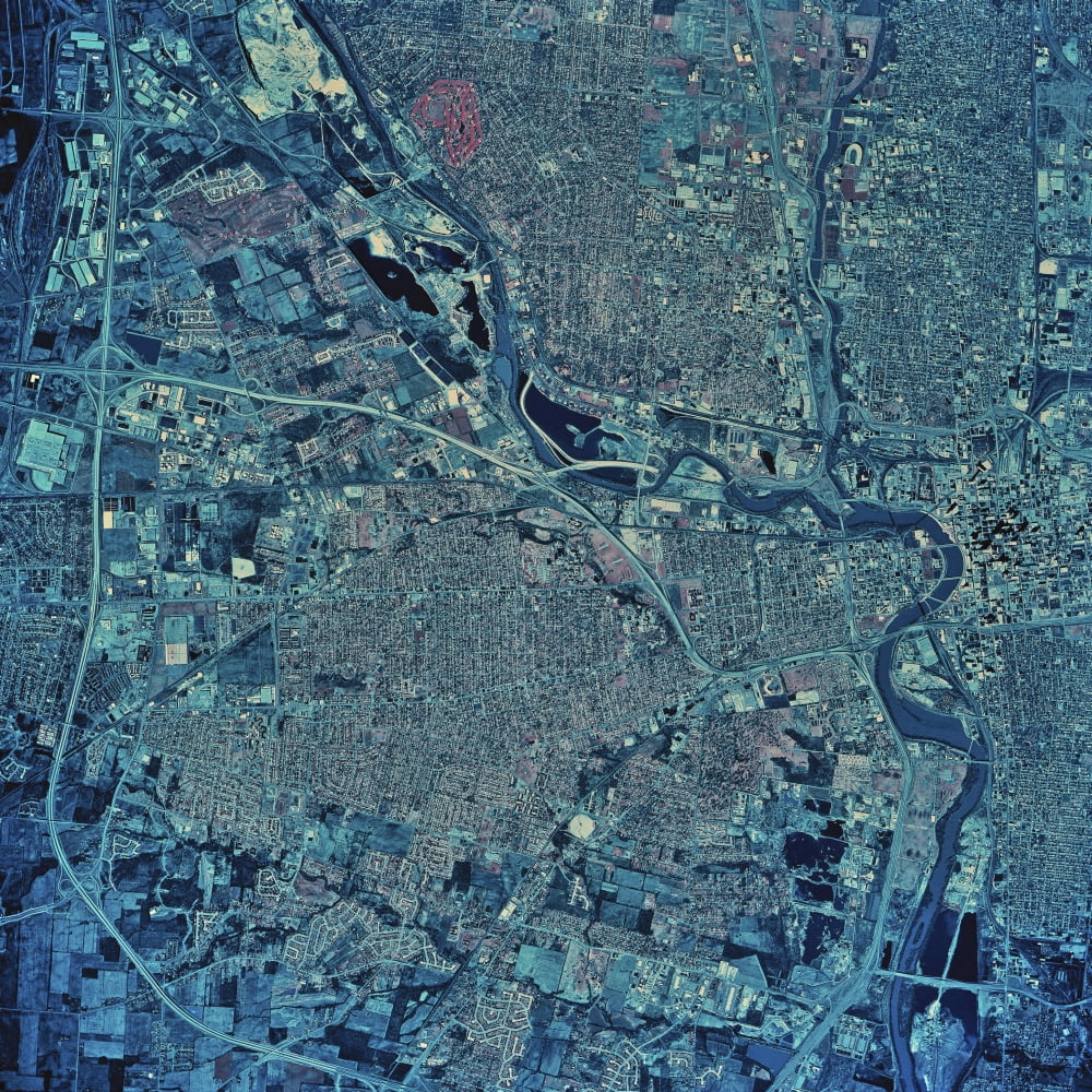 Satellite view of Columbus Ohio Canvas Art - Stocktrek Images (28 x 28)