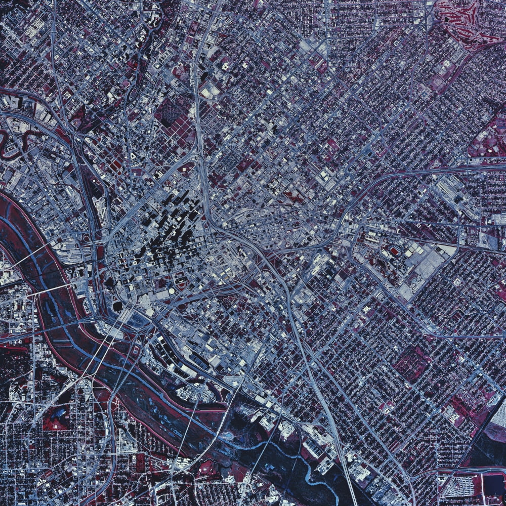 Satellite view of Dallas Texas Canvas Art - Stocktrek Images (28 x 28)