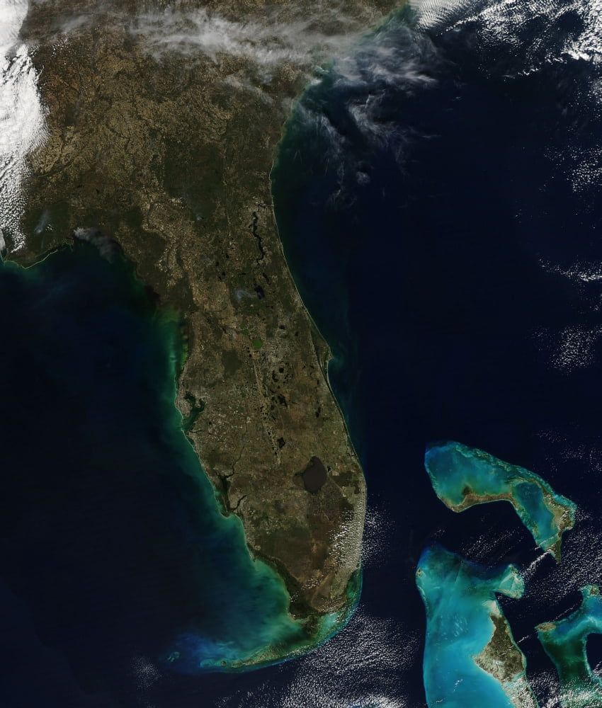 Satellite view of Florida Canvas Art - Stocktrek Images (26 x 31)