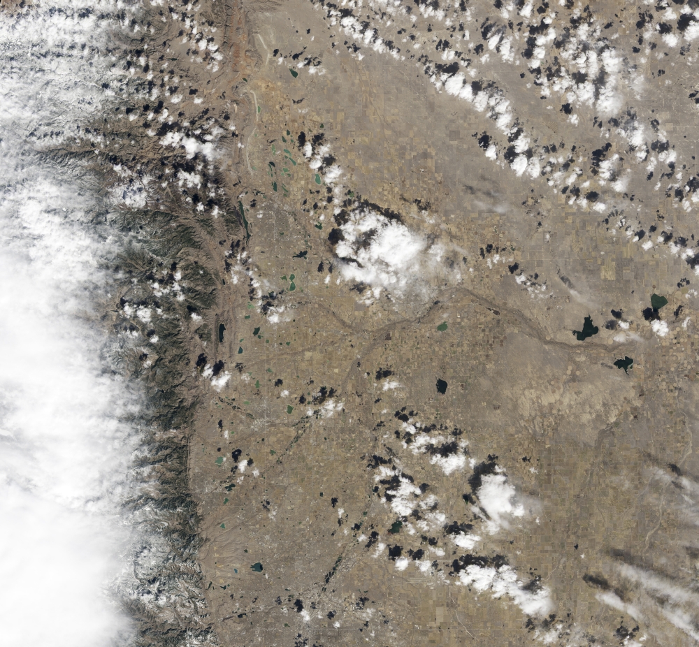 Satellite view of Fort Collins Colorado Canvas Art - Stocktrek Images (29 x 27)