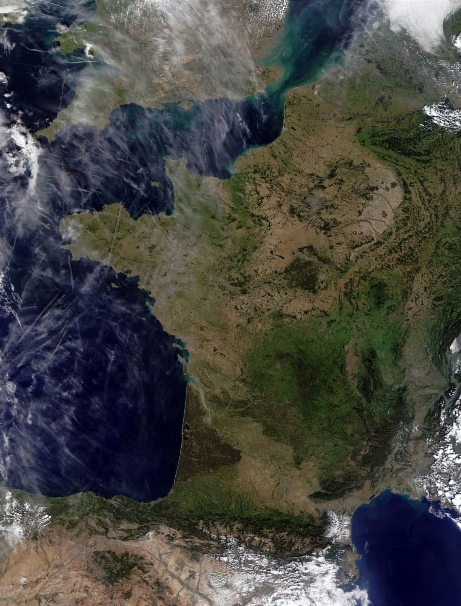 Satellite view of France Canvas Art - Stocktrek Images (24 x 32)