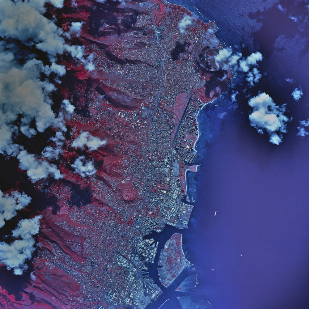 Satellite view of Honolulu Hawaii Canvas Art - Stocktrek Images (28 x 28)