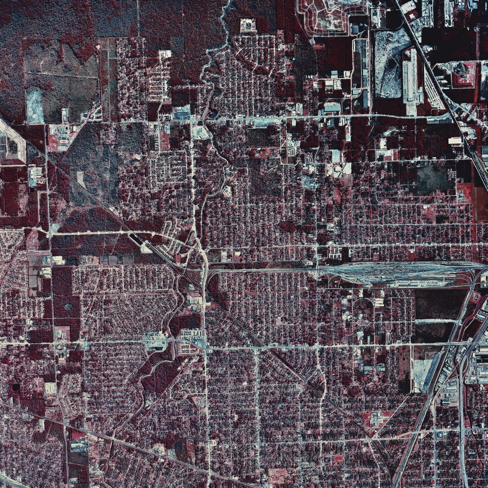 Satellite view of Houston Texas Canvas Art - Stocktrek Images (28 x 28)