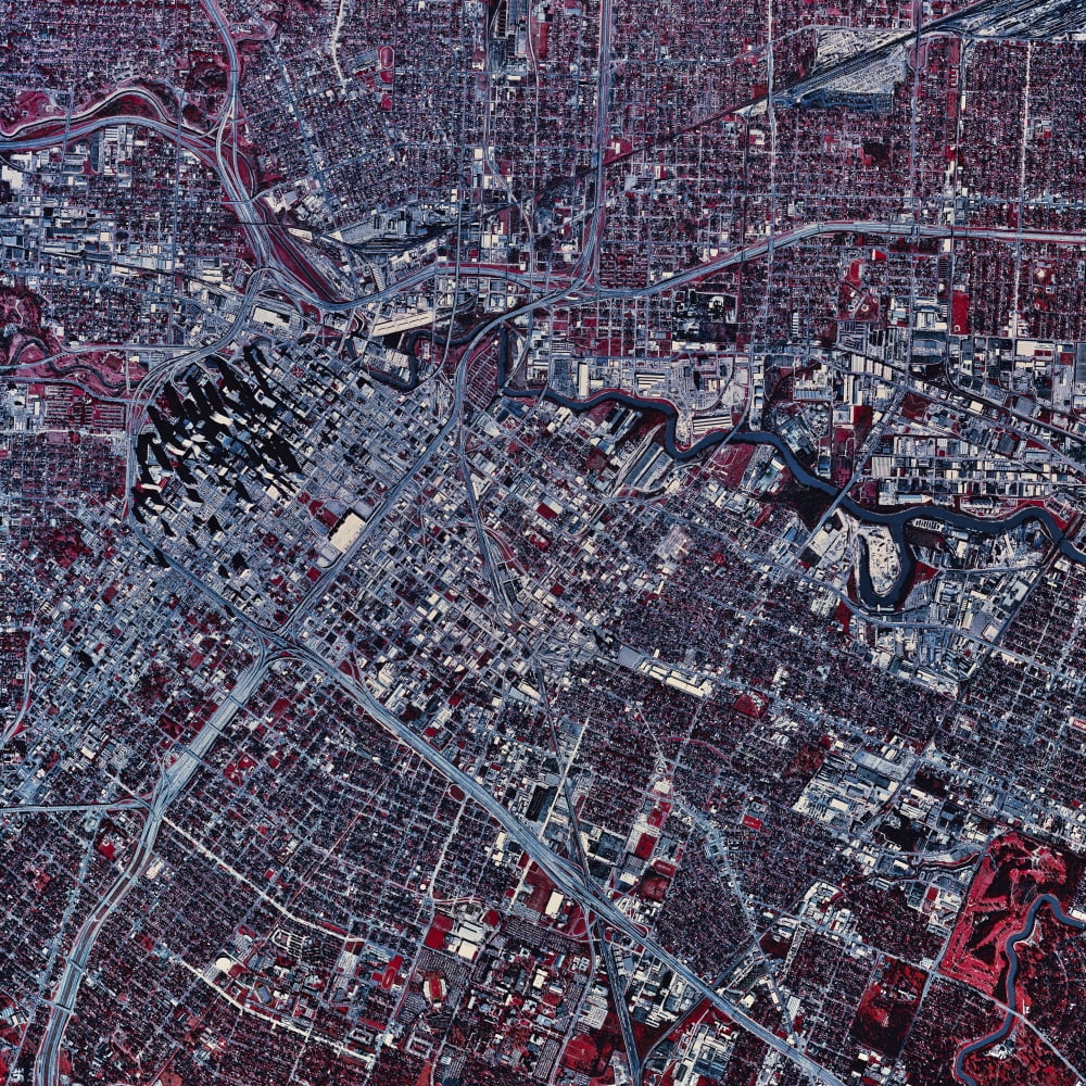 Satellite view of Houston Texas Canvas Art - Stocktrek Images (28 x 28)