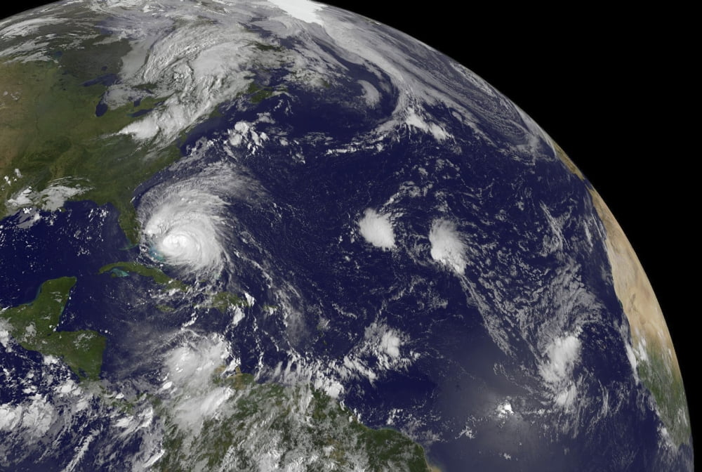 Satellite view of Hurricane Irene moving through the Bahamas Canvas Art - Stocktrek Images (34 x 23)