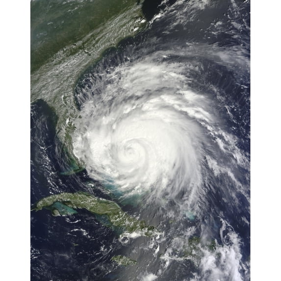 Satellite view of Hurricane Irene over the Bahamas. Poster Print