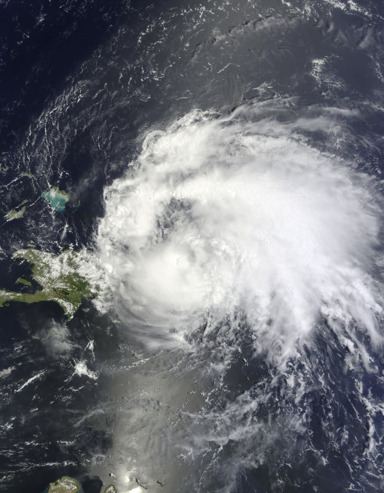 Satellite view of Hurricane Irene over the Dominican Republic and Puerto Rico Canvas Art - Stocktrek Images (25 x 32)