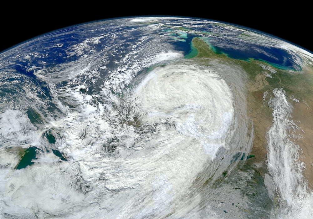 Satellite view of Hurricane Sandy along the East Coast of the United States Canvas Art - Stocktrek Images (34 x 24)