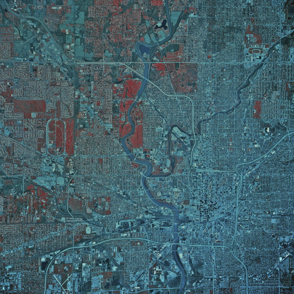 Satellite view of Indianapolis Indiana Canvas Art - Stocktrek Images (28 x 28)
