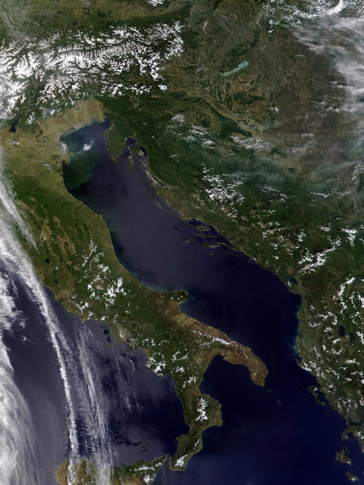 Satellite view of Italy Canvas Art - Stocktrek Images (24 x 32)