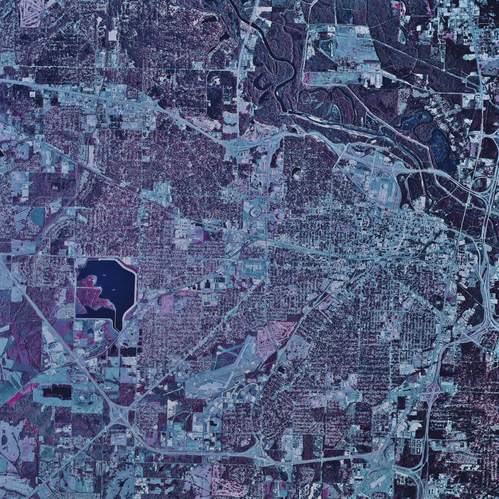 Satellite view of Jackson Mississippi Canvas Art - Stocktrek Images (28 x 28)