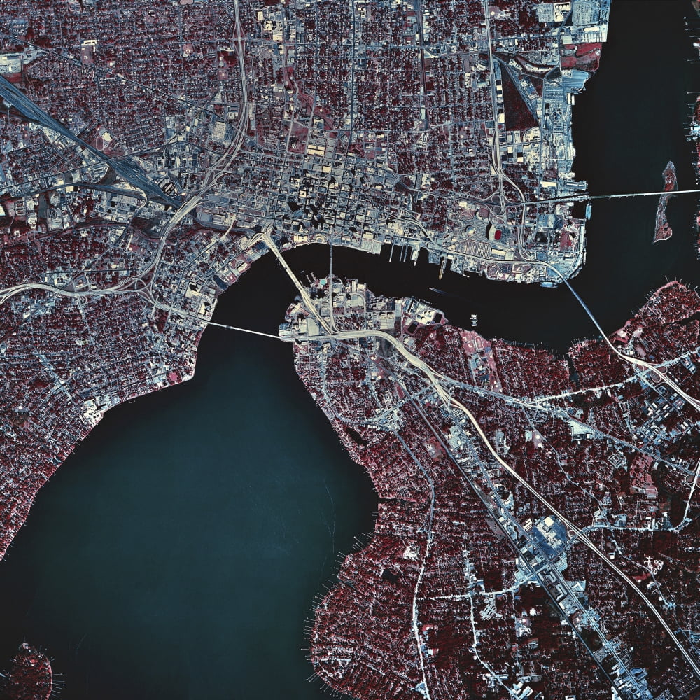Satellite view of Jacksonville Florida Canvas Art - Stocktrek Images (28 x 28)