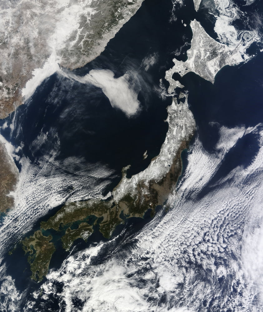Satellite view of Japan Canvas Art - Stocktrek Images (26 x 31)