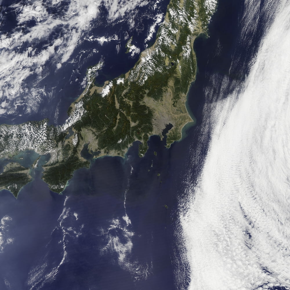 Satellite view of Japan Canvas Art - Stocktrek Images (29 x 29)