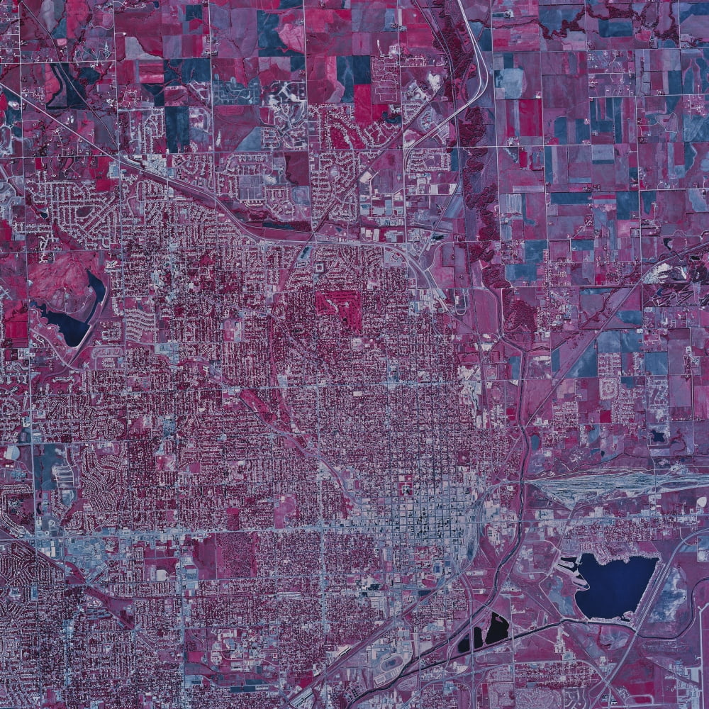Satellite view of Lincoln Nebraska Canvas Art - Stocktrek Images (28 x 28)