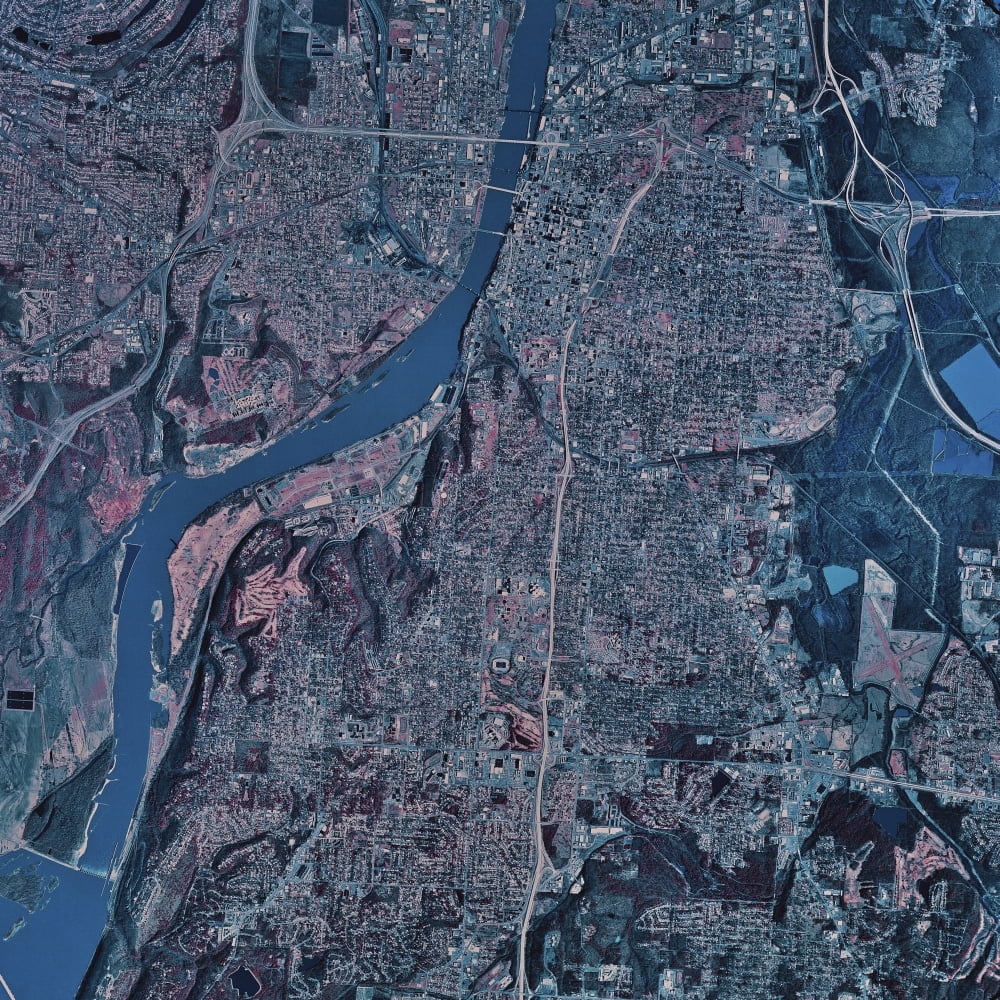 Satellite view of Little Rock Arkansas Canvas Art - Stocktrek Images (28 x 28)