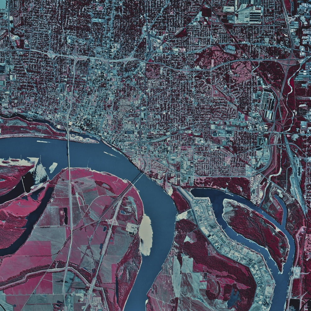 Satellite view of Memphis Tennessee Canvas Art - Stocktrek Images (28 x 28)
