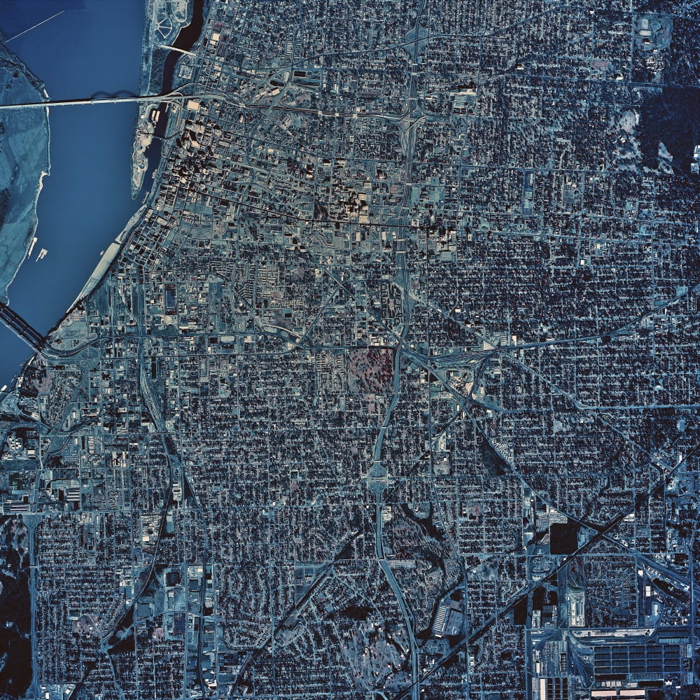 Satellite view of Memphis Tennessee Canvas Art - Stocktrek Images (28 x 28)