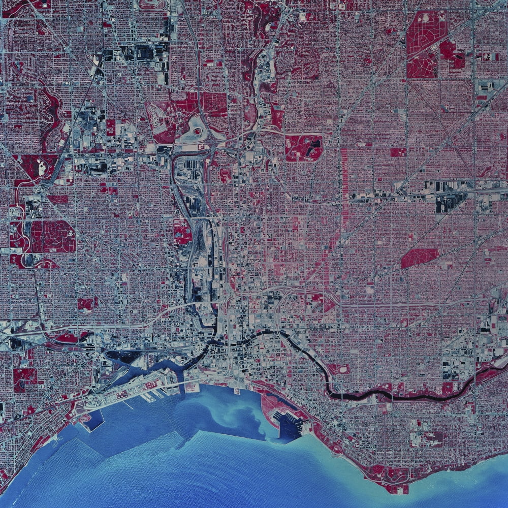 Satellite view of Milwaukee Wisconsin Canvas Art - Stocktrek Images (28 x 28)