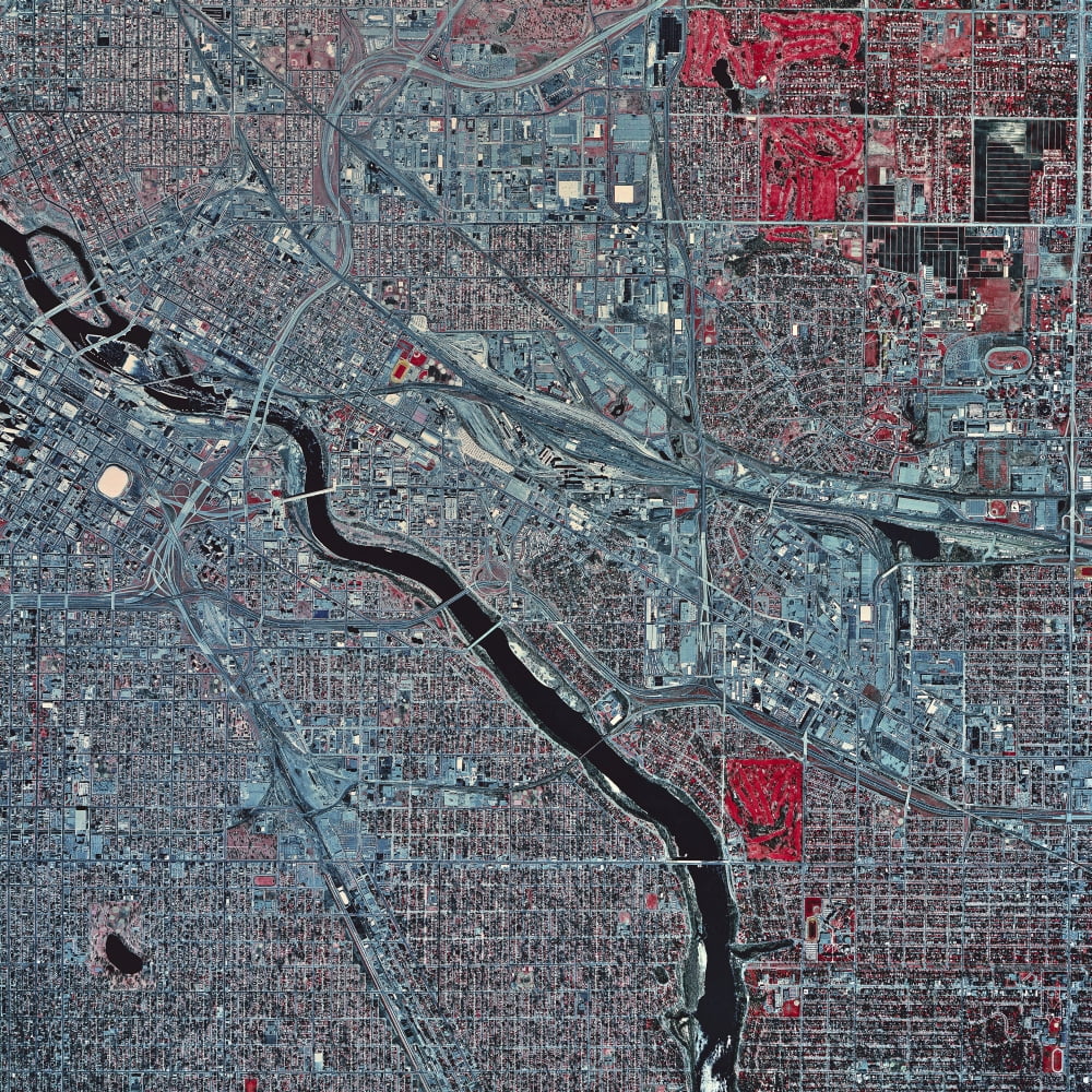 Satellite view of Minneapolis Minnesota Canvas Art - Stocktrek Images (28 x 28)