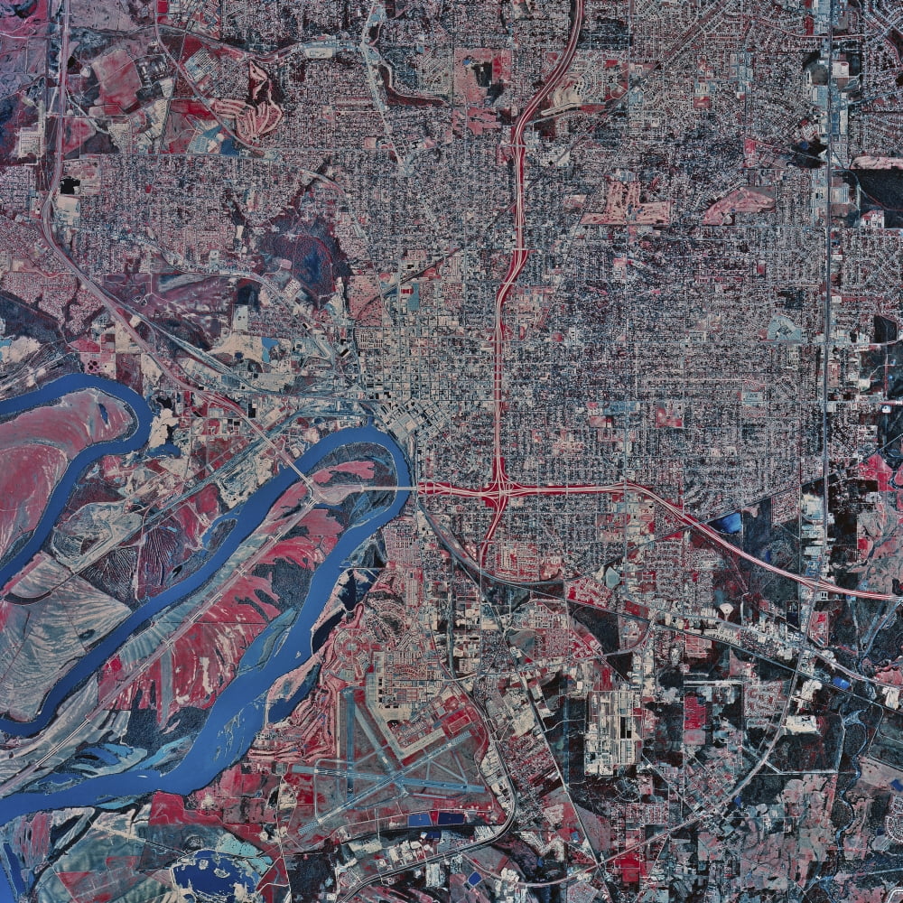 Satellite view of Montgomery Alabama Canvas Art - Stocktrek Images (28 x 28)