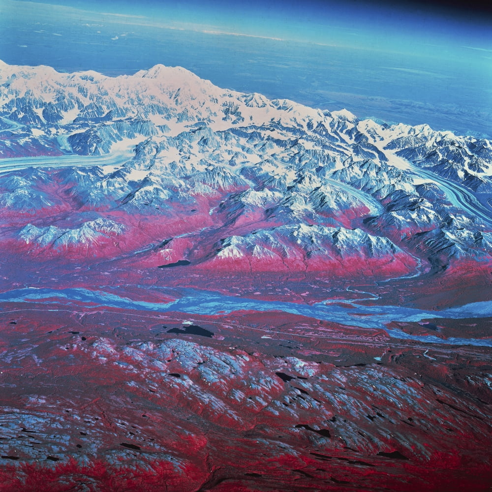 Satellite view of Mount McKinley Alaska Canvas Art - Stocktrek Images (28 x 28)