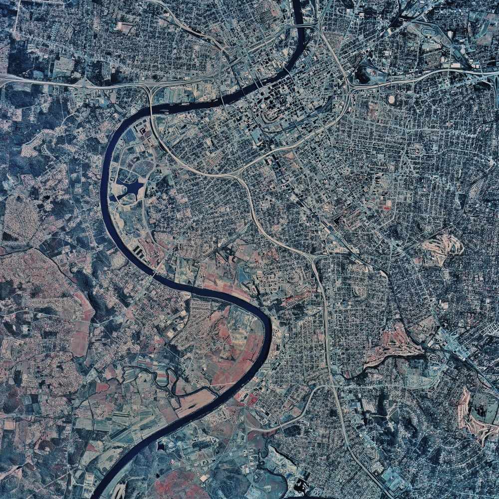 Satellite view of Nashville Tennessee Canvas Art - Stocktrek Images (28 x 28)