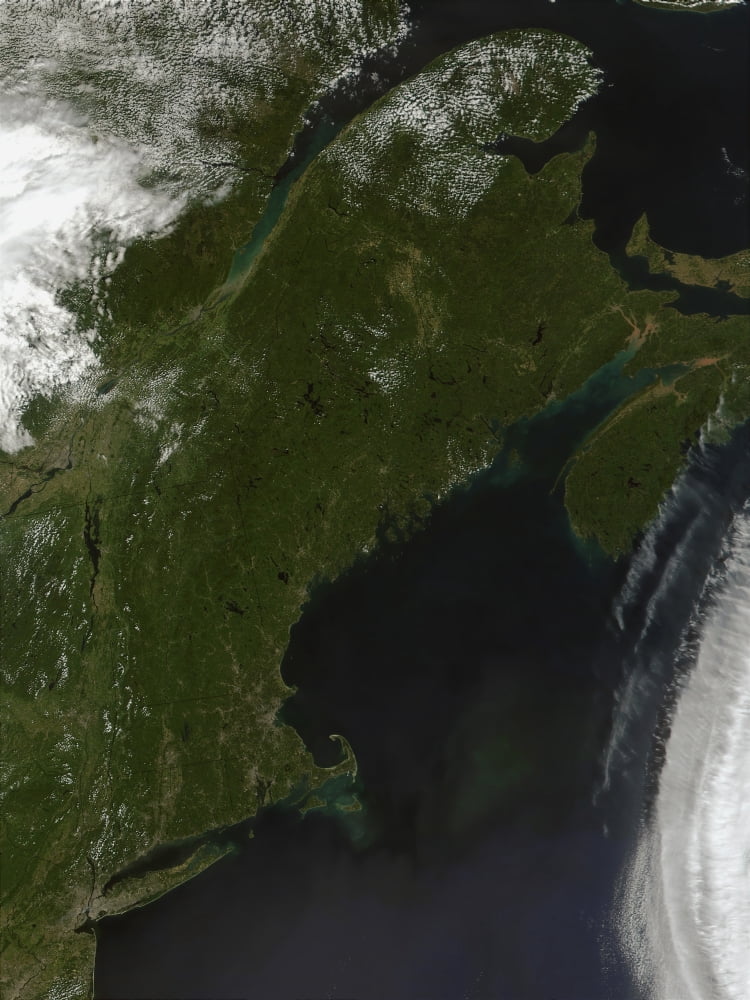 Satellite view of New England Canvas Art - Stocktrek Images (24 x 32)