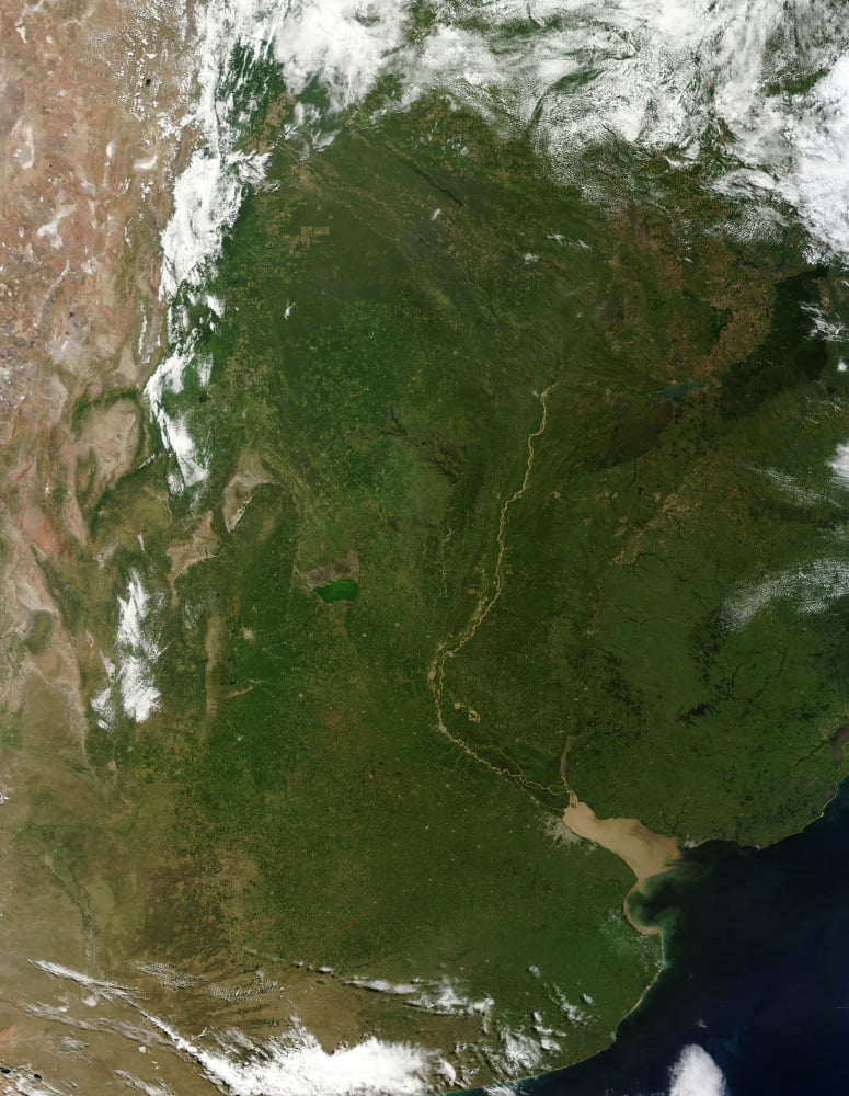 Satellite view of Northern Argentina Canvas Art - Stocktrek Images (25 x 32)
