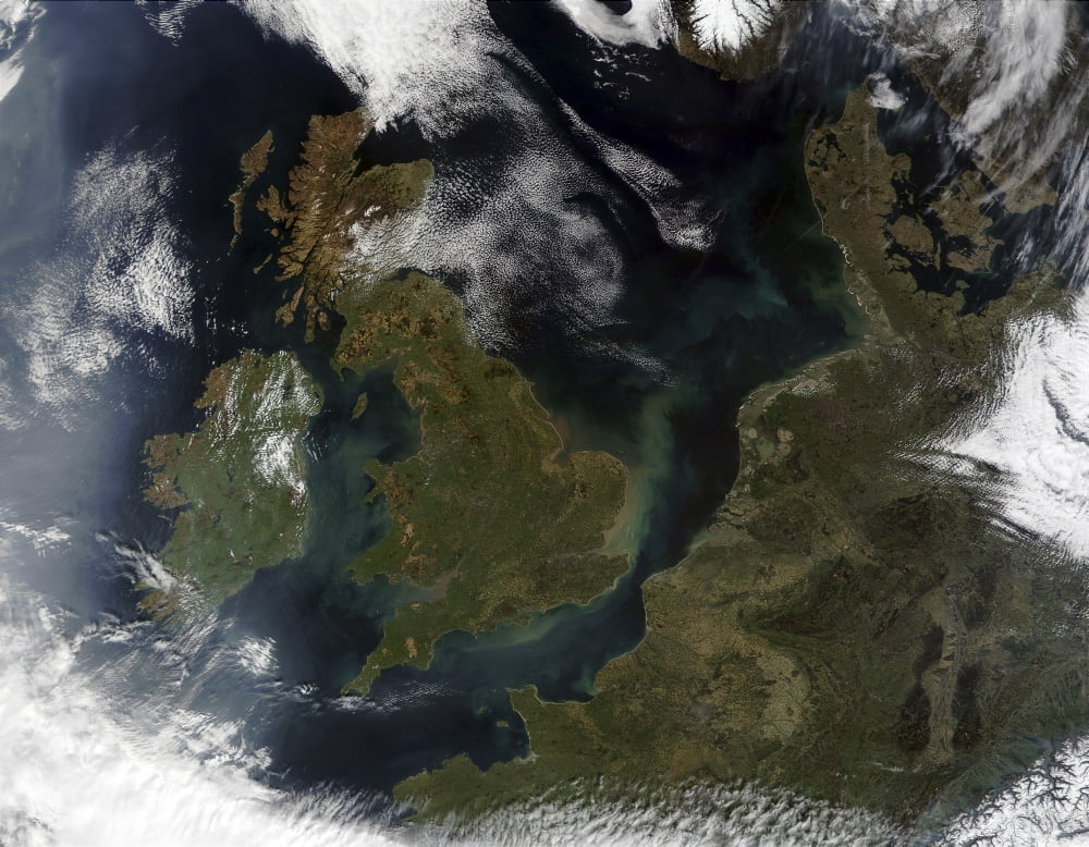 Satellite view of Northern Europe Canvas Art - Stocktrek Images (31 x 24)