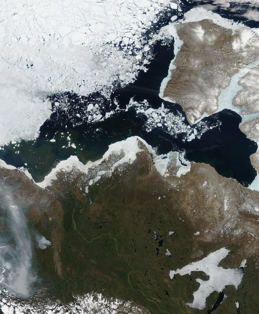 Satellite view of Northwest Canada Canvas Art - Stocktrek Images (26 x 31)