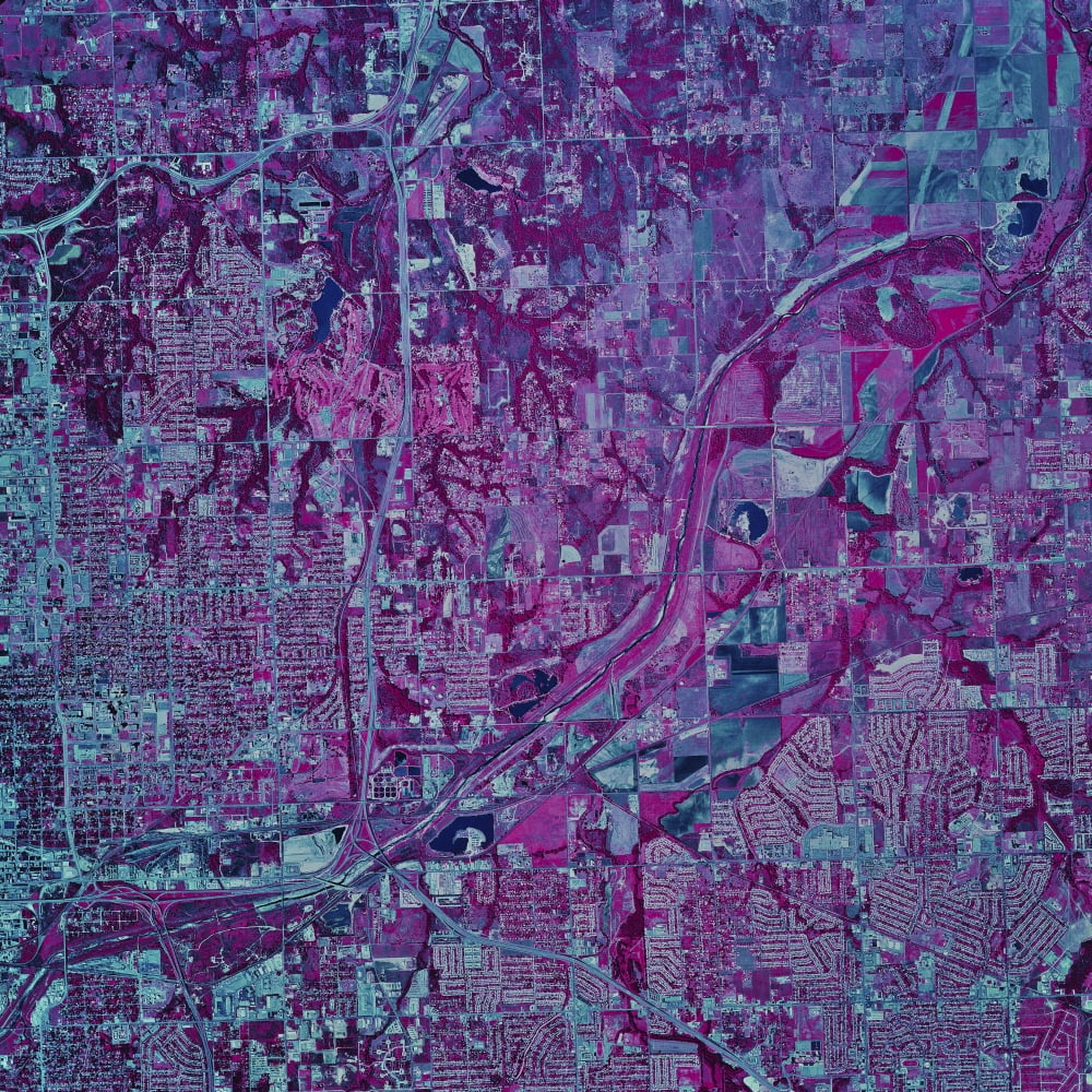 Satellite view of Oklahoma City Oklahoma Canvas Art - Stocktrek Images (28 x 28)