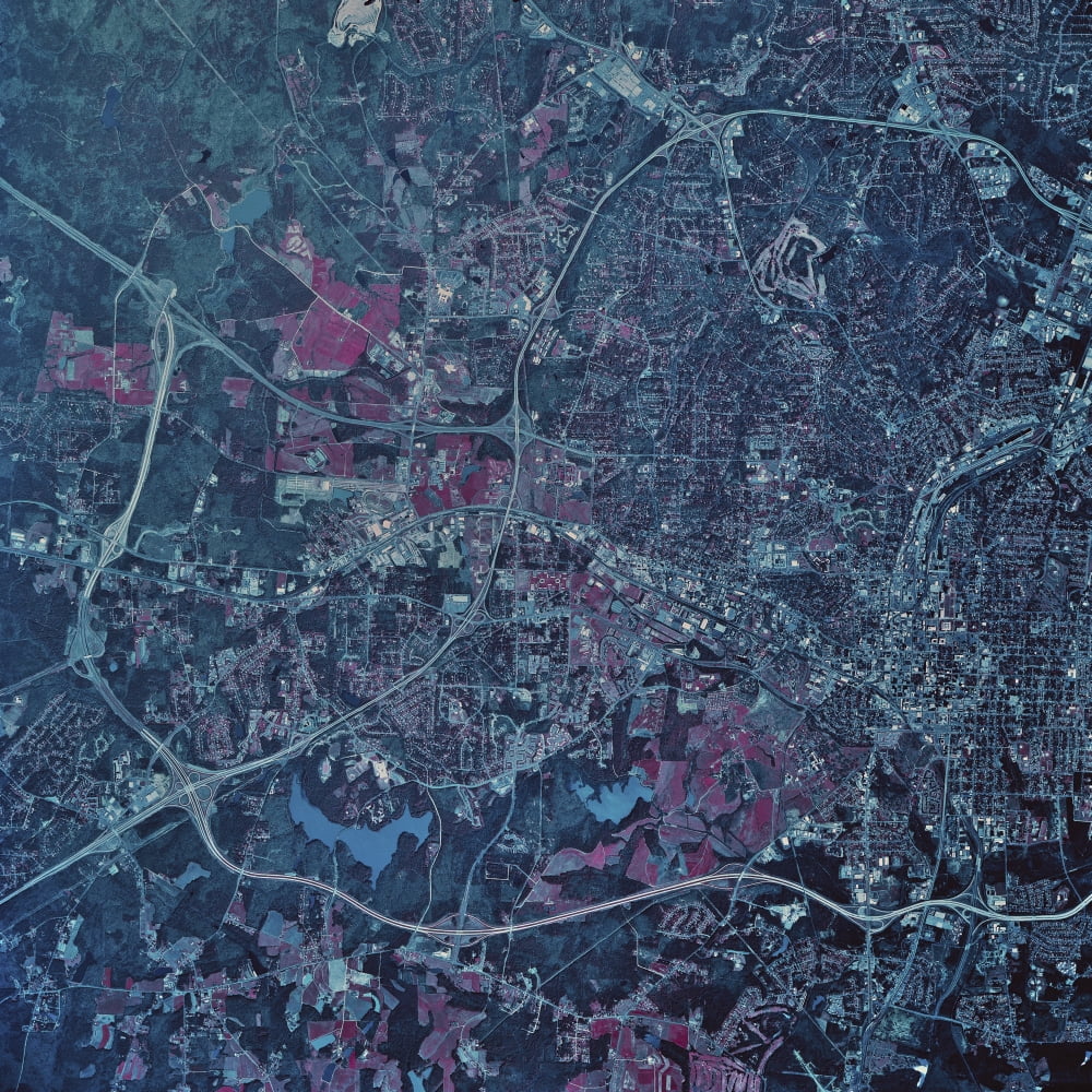 Satellite view of Raleigh North Carolina Canvas Art - Stocktrek Images (28 x 28)