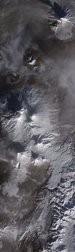 Satellite view of Russias Kamchatka Peninsula Canvas Art - Stocktrek Images (16 x 51)