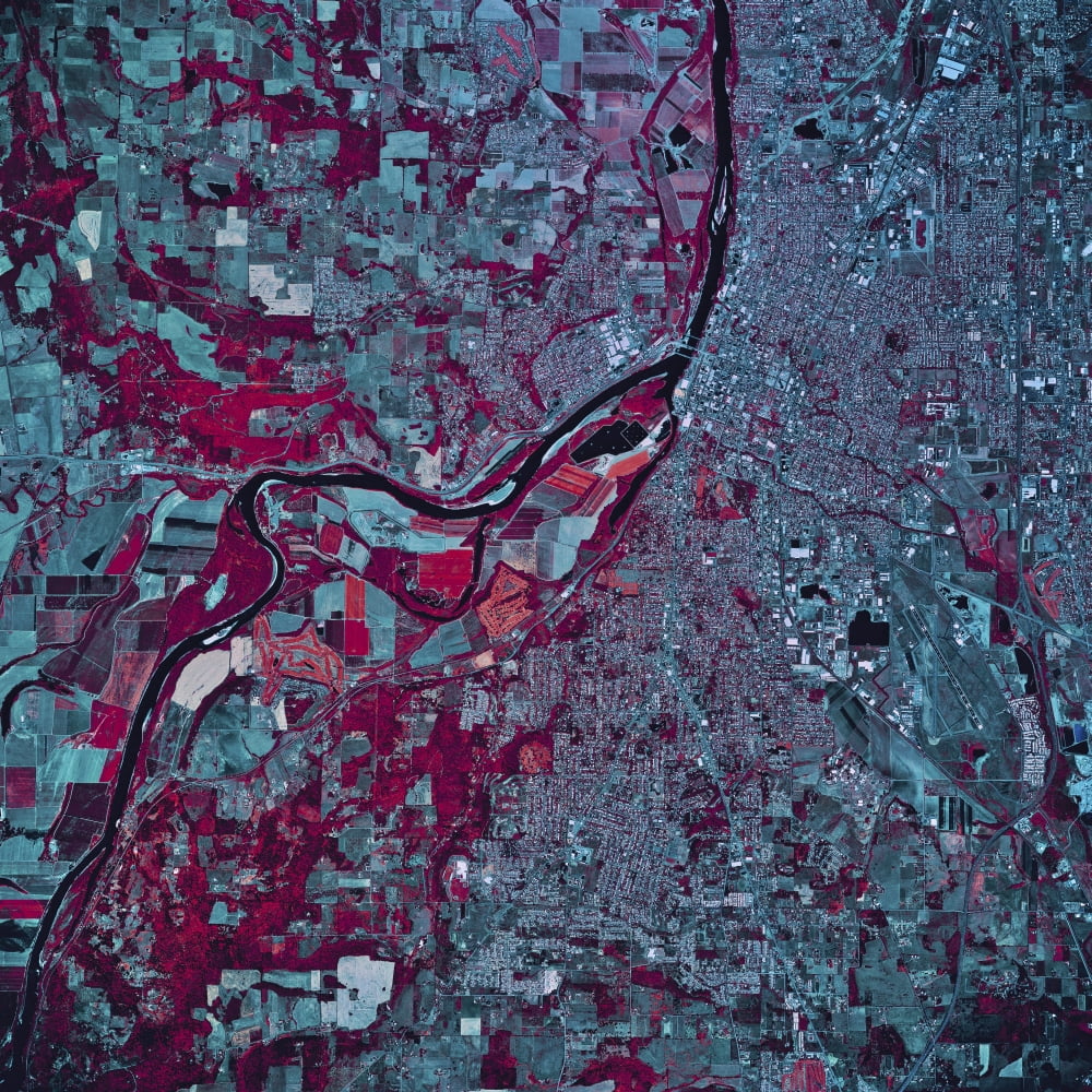 Satellite view of Salem Oregon Canvas Art - Stocktrek Images (28 x 28)