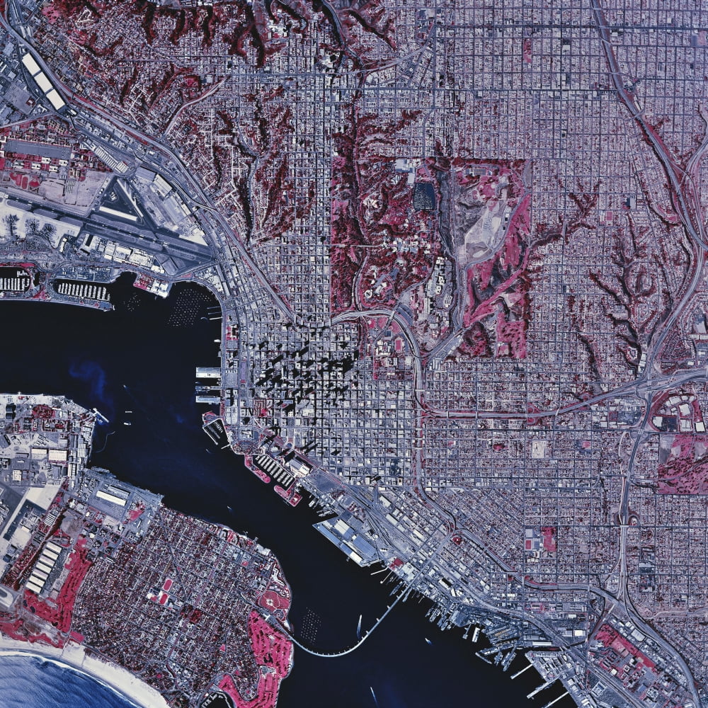 Satellite view of San Diego California Canvas Art - Stocktrek Images (28 x 28)
