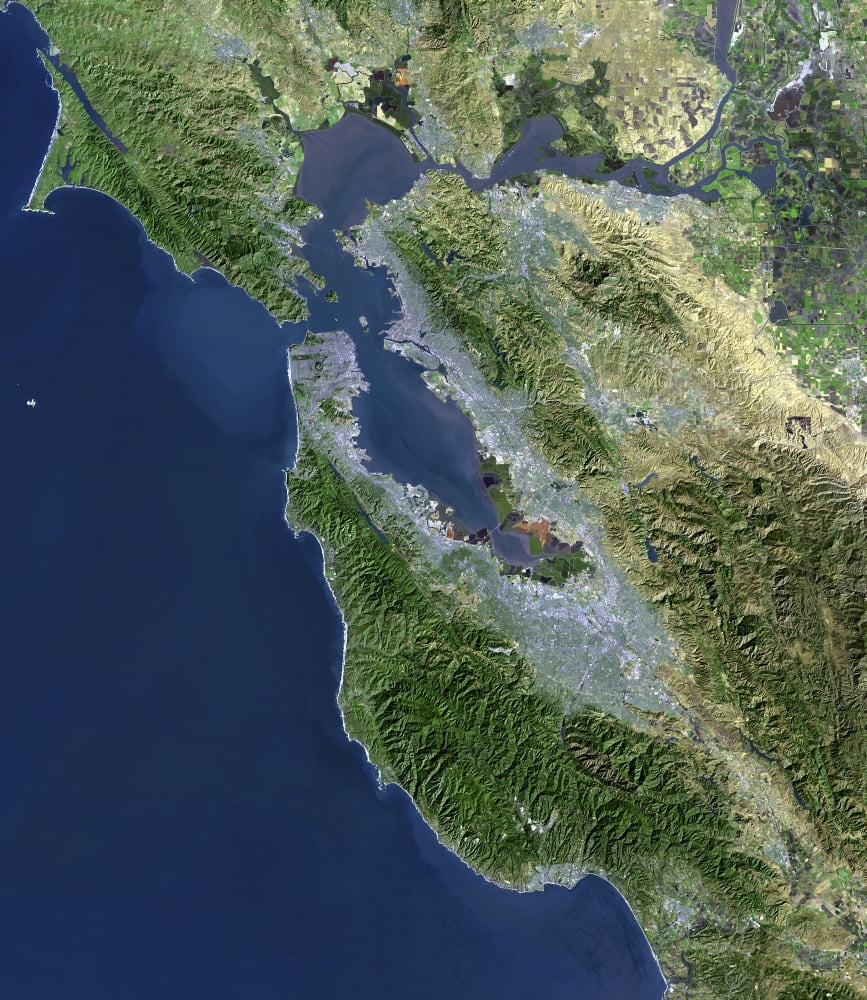 Satellite view of San Francisco California Canvas Art - Stocktrek Images (26 x 30)