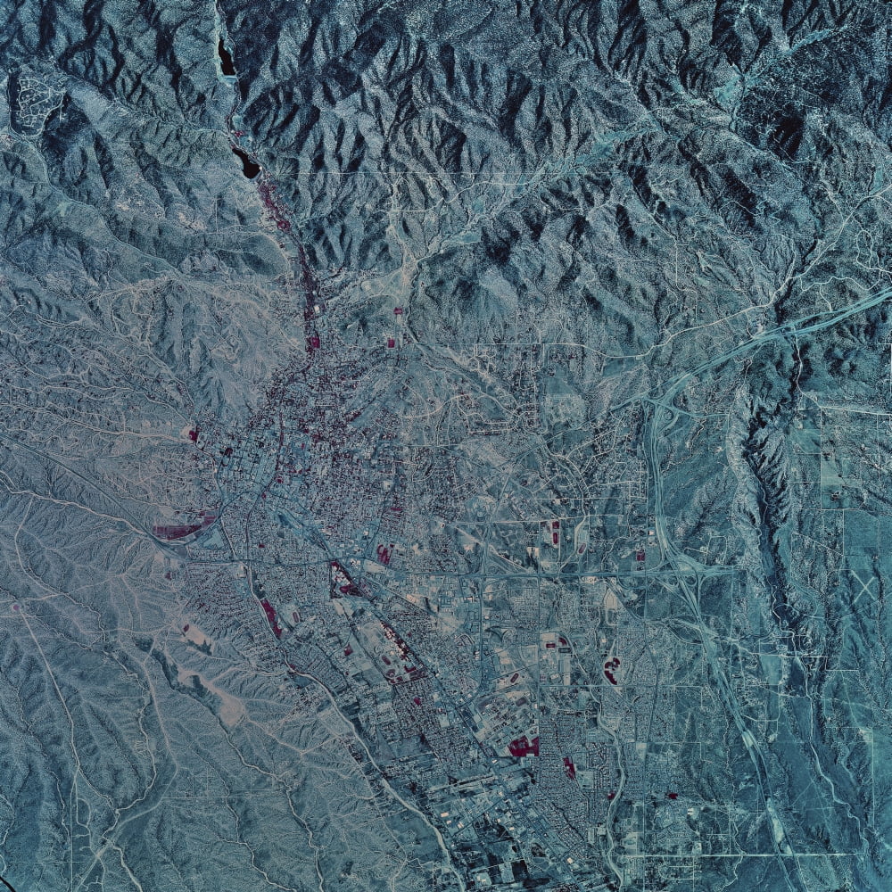 Satellite view of Santa Fe New Mexico Canvas Art - Stocktrek Images (28 x 28)