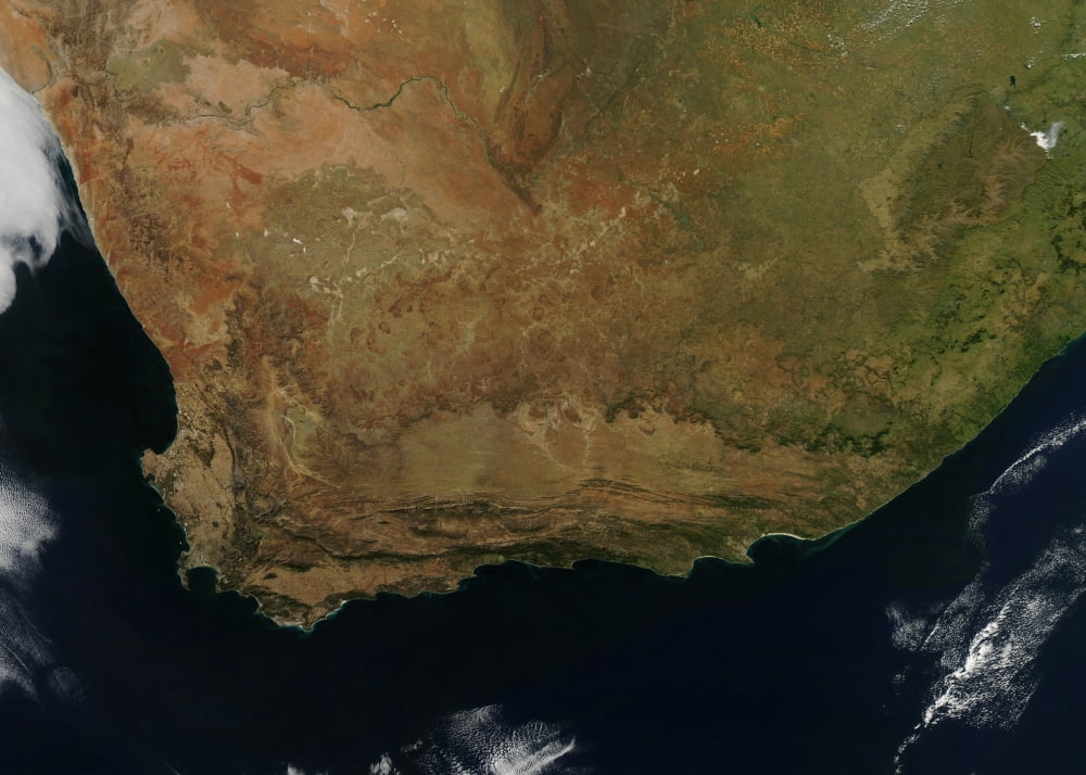 Satellite view of South Africa Canvas Art - Stocktrek Images (33 x 24)