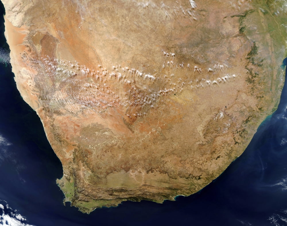 Satellite view of Southern Africa Canvas Art - Stocktrek Images (31 x 25)