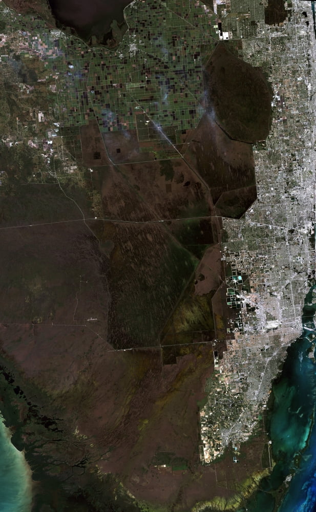 Satellite view of Southern Florida Canvas Art - Stocktrek Images (22 x 36)