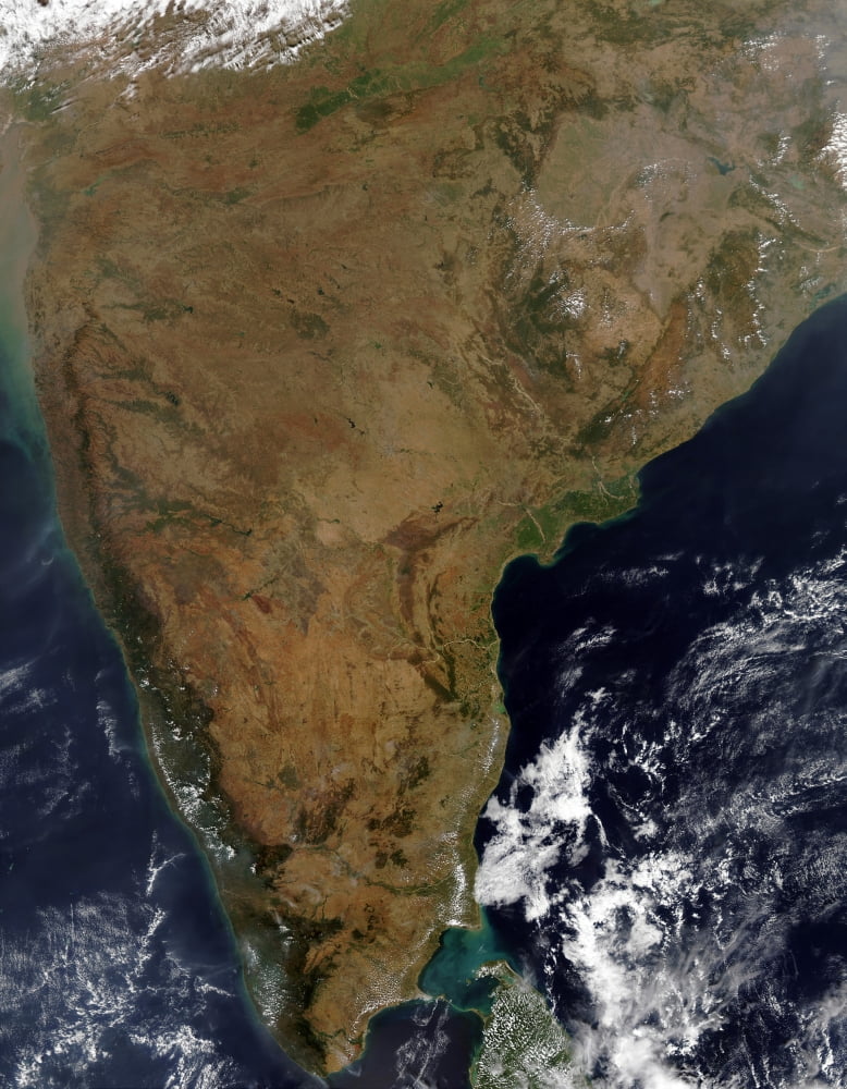 Satellite view of Southern India Canvas Art - Stocktrek Images (24 x 31)