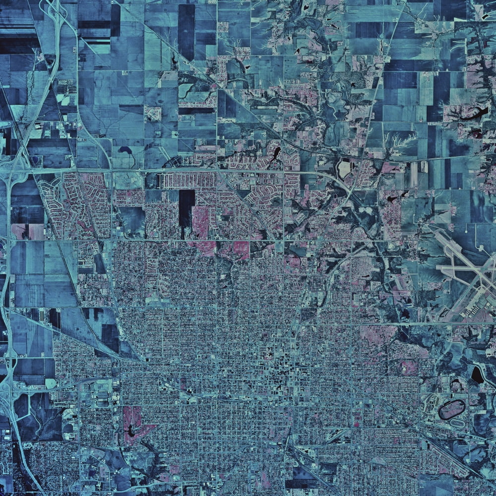 Satellite view of Springfield Illinois Canvas Art - Stocktrek Images (28 x 28)