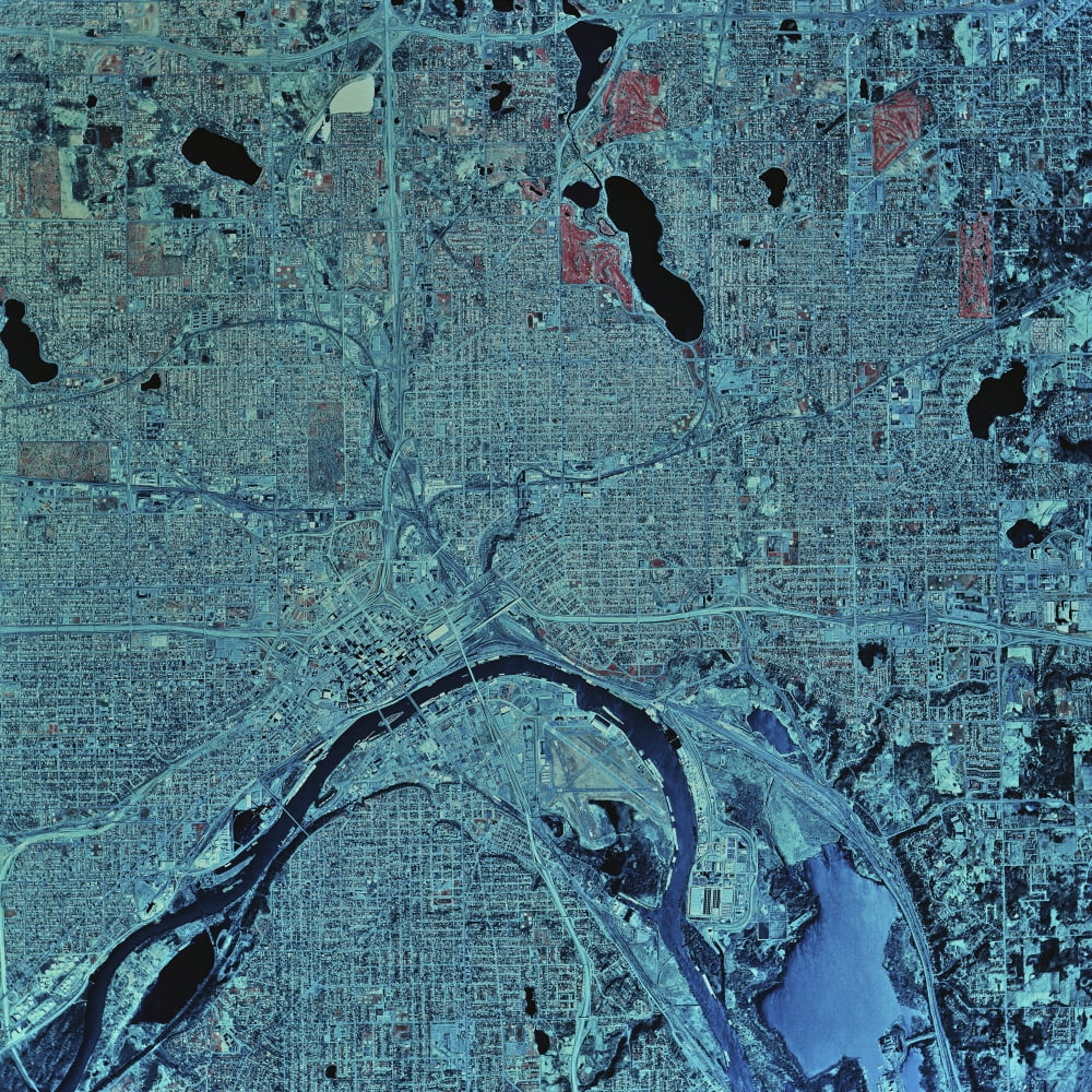 Satellite view of St Paul Minnesota Canvas Art - Stocktrek Images (28 x 28)