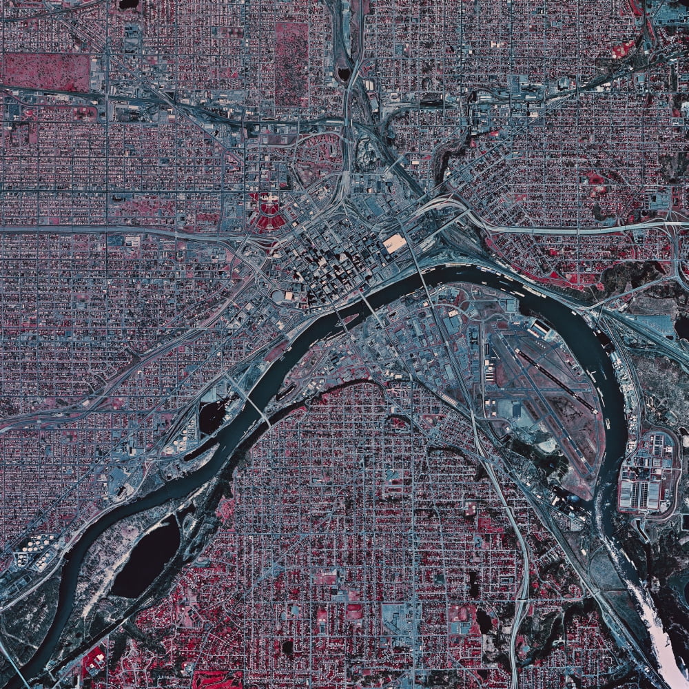 Satellite view of St Paul Minnesota Canvas Art - Stocktrek Images (28 x 28)