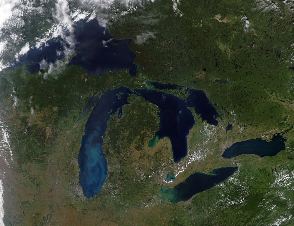 Satellite view of The Great Lakes Canvas Art - Stocktrek Images (32 x 24)